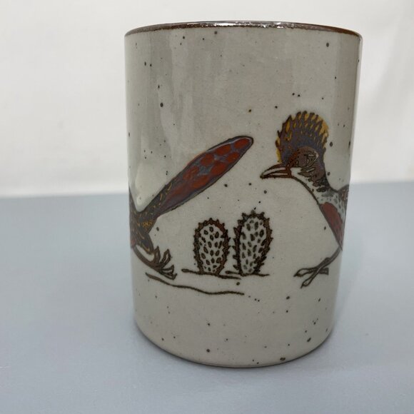 Vintage Otagiri Roadrunner Coffee Mug Tea Cup Desert Cactus Brown Speckled - Picture 2 of 7
